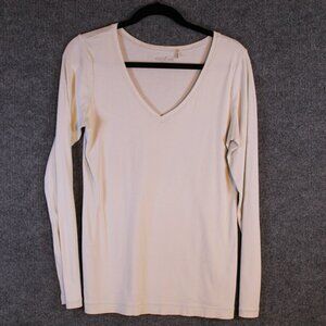 Women's Caslon Classic Deep V Neck T White  Size XL